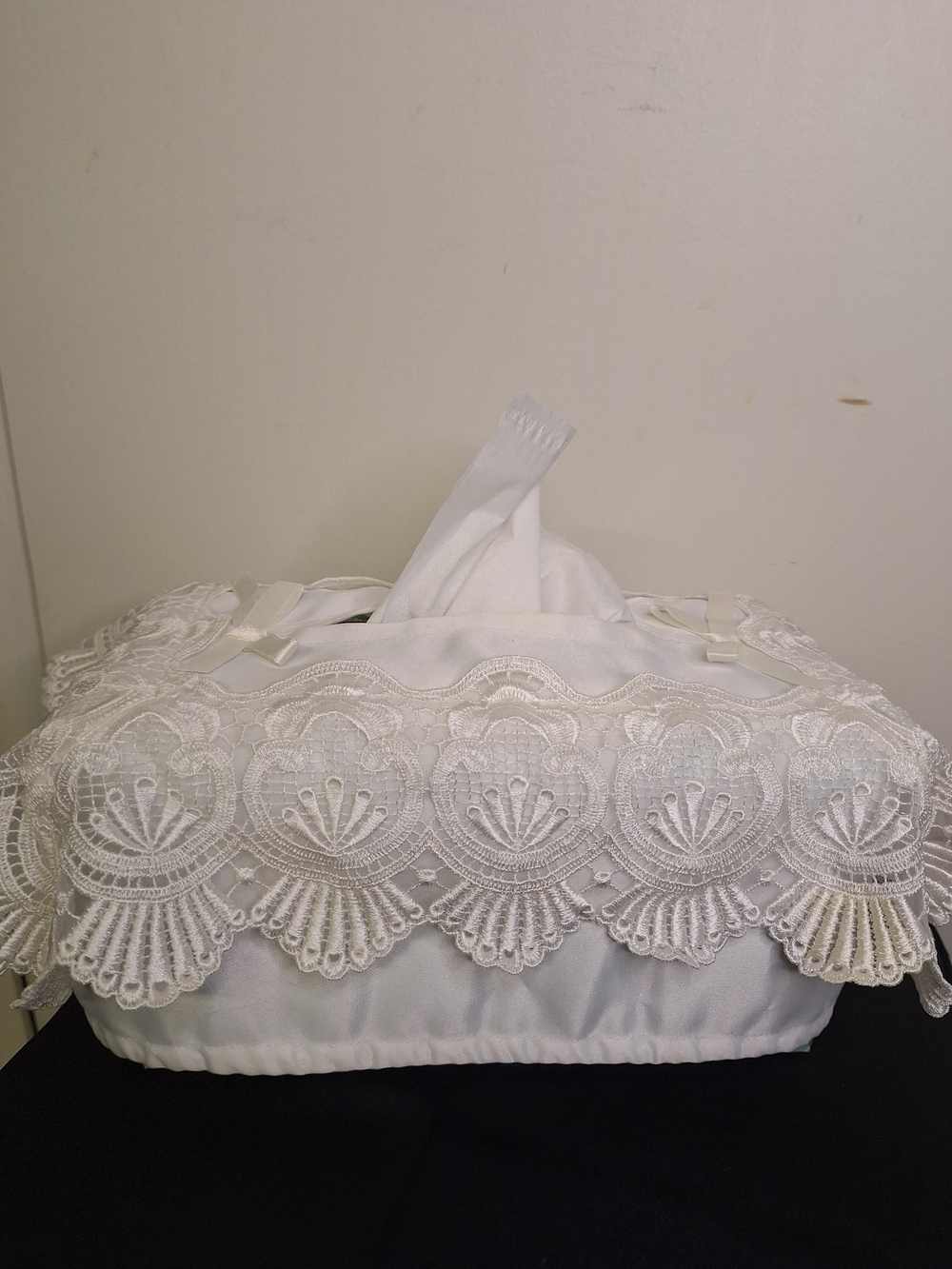 Elegant White Lace Large Tissue Box Cover -